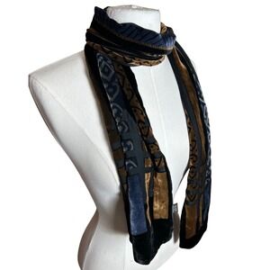 Vintage Silk Blend Whimsigoth Velvet Scarf Geometric Burnout Boho Retro